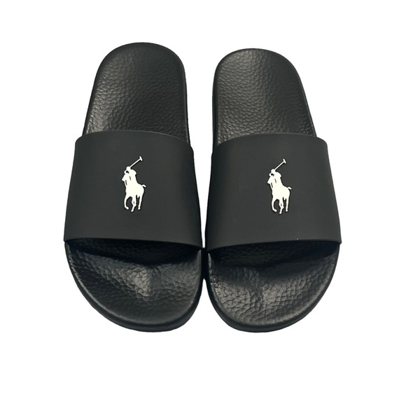 Polo Ralph Lauren Men's Signature Pony Slide Sandals Black Sizes 7 8 9 11 12 13 - Picture 2 of 14